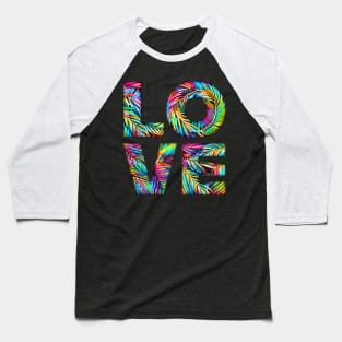 LOVE Rainbow Palms Leaf Baseball T-Shirt